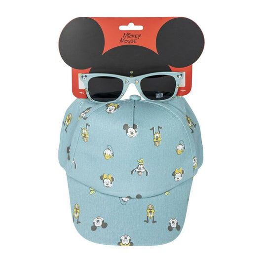 Hatun ja aurinkolasien sarja Mickey Mouse Sininen (54 cm) 2 Kappaletta